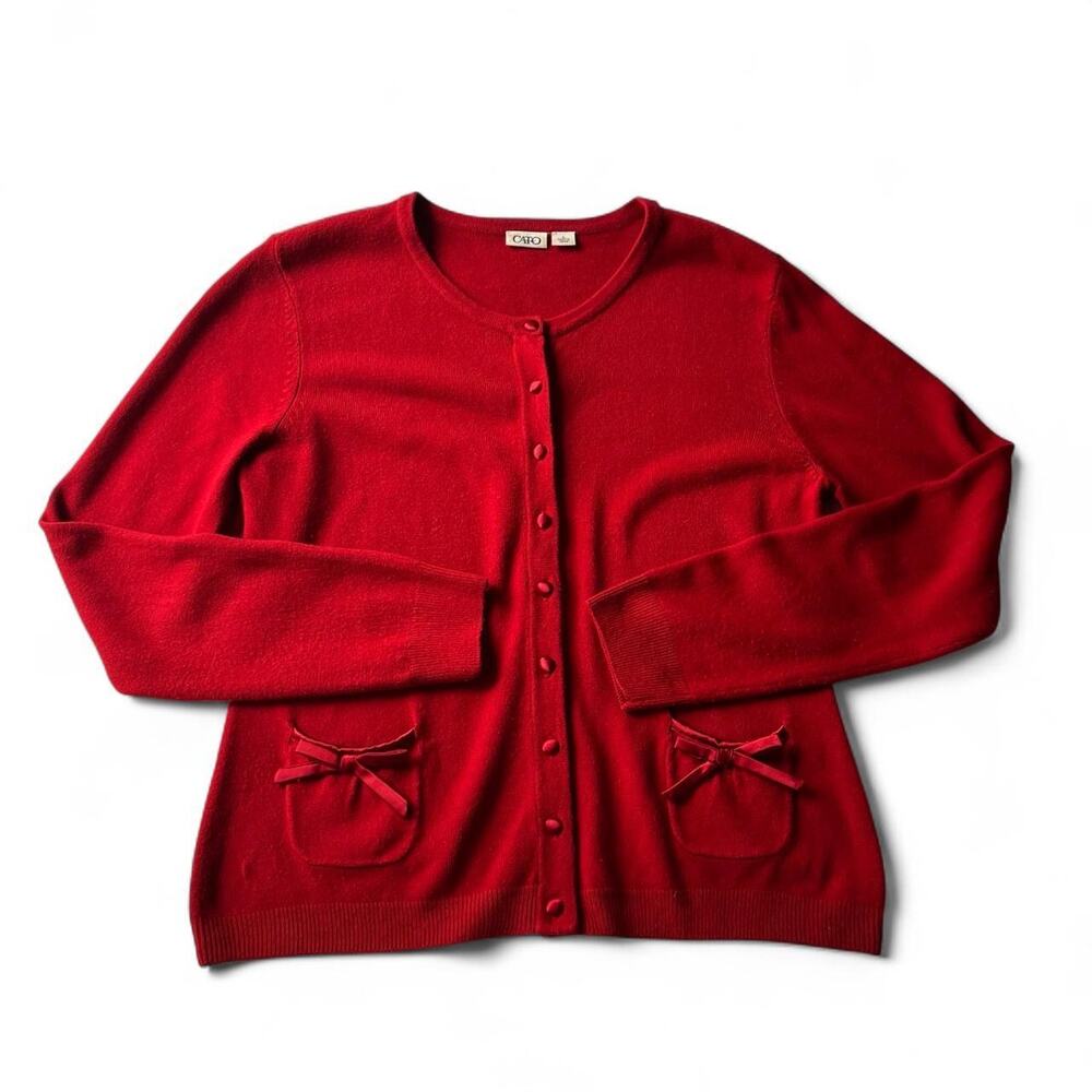CATO Red Bow Pocket Cardigan.